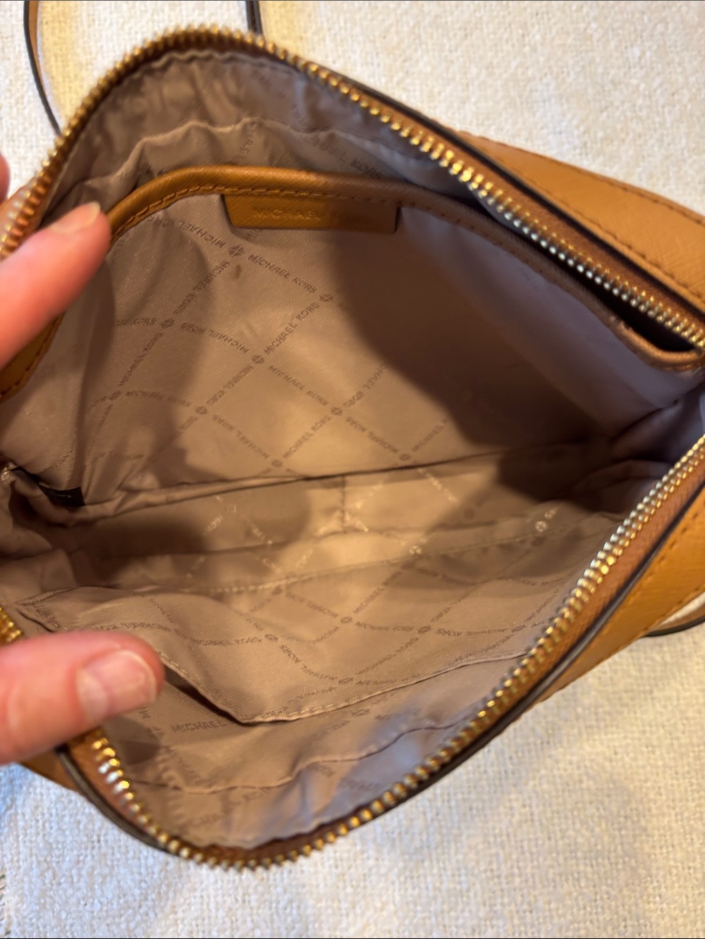 Michael Kors Beige/Brown Signature MK Crossbody Bag - Picture 5 of 6